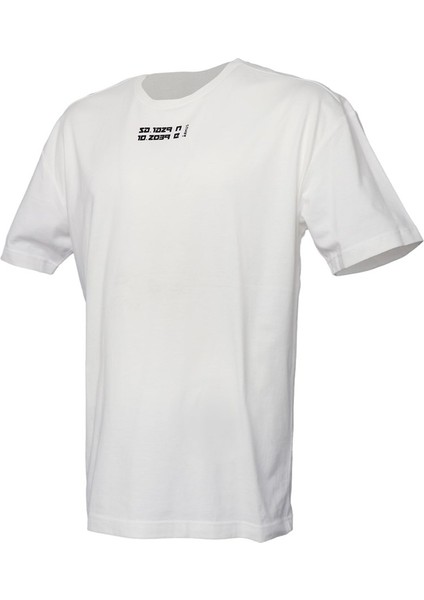911497-9003 Geniş Fit Düz Beyaz Erkek T-Shirt