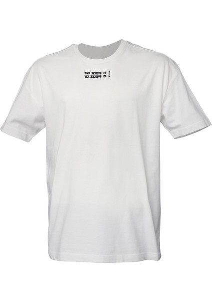 911497-9003 Geniş Fit Düz Beyaz Erkek T-Shirt fiyatları