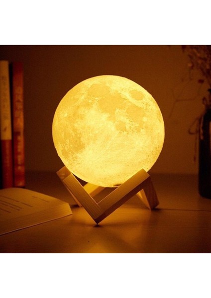 3D Ay Gece Lambası Standlı/peluş Ayıcık Konsept Hediyelik