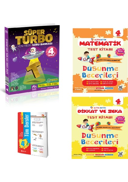 4. Sınıf Tüm Dersler Konu Anlatımlı Dikkat ve Zeka Kitabı Matematik Test Kitabı Seti
