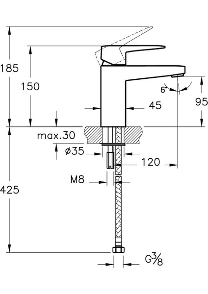 Root Square Lavabo Bataryası S A42732