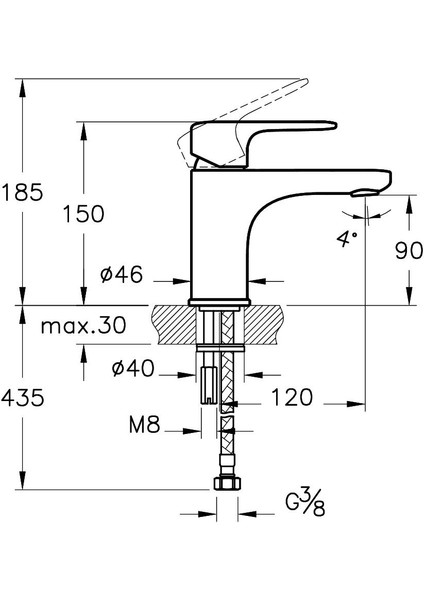 Root Round Lavabo Bataryası S Krom A42705