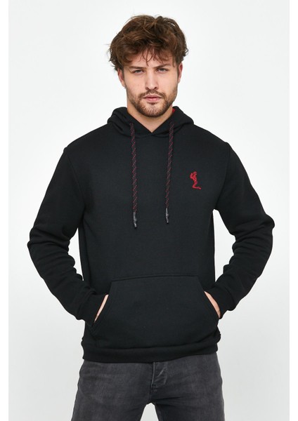 Erkek Iskelet Nakışlı 3 Iplik Sweatshirt Siyah