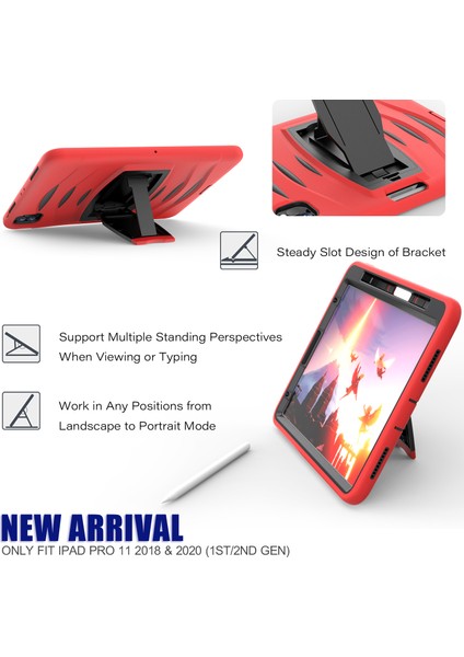 iPad Pro 11 Inç Için Sert Pc + Tpu Multi Fonksiyonlu Kapak Kılıfı Kickstand ve Kalem Yuvası ile Birlikte (Yurt Dışından)