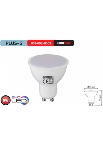 5 Watt LED Spot Ampul GU10 Duy Beyaz Renk Çeşidi   =(10 Adet Satışımız)=