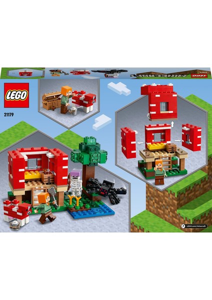 LEGO® Minecraft™ Mantar Evi 21179 - Macera Oyunlarını Seven Çocuklar İçin Oyuncak Ev İçeren Yaratıcı Oyuncak Yapım Seti (272 Parça)