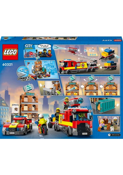 City İtfaiye 60321 - 7 Yaş ve Üzeri İçin Çok Modelli; 2 LEGO City Tv Karakteri İçeren Oyuncak Yapım Seti (766 Parça)