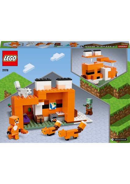 LEGO® Minecraft® Tilki Kulübesi 21178 - Macera Oyunlarını Seven Çocuklar İçin Oyuncak Ev İçeren Yaratıcı Oyuncak Yapım Seti (193 Parça)