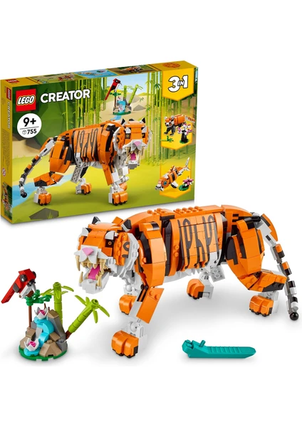 LEGO® Creator 3'ü 1 Arada Muhteşem Kaplan 31129 - 9 Yaş ve Üzeri Çocuklar İçin Kaplan; Kırmızı Panda ve Koi Balığı İçeren Oyuncak Yapım Seti (755 Parça)