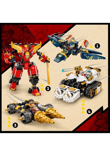 Ninjago® Ninja Ultra Kombo Robot 71765 - 9 Yaş ve Üzeri İçin Araba, Jet ve Tank  İçeren Araç Oyuncak Yapım Seti (1104 Parça)