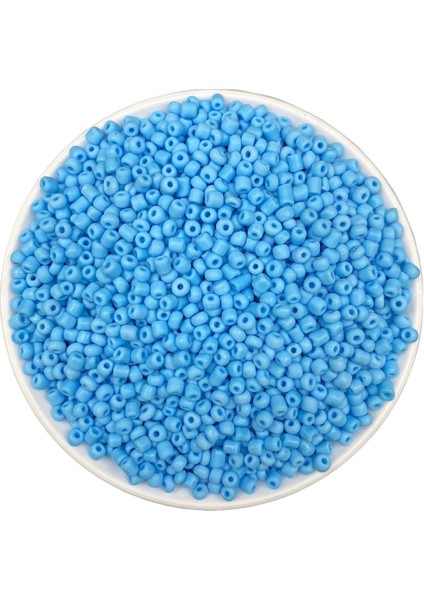 50 Gram Açık Mavi Renk Mat Cam Kum Boncuk , Takı Yapım Boncuğu (50GR,~600 Adet)