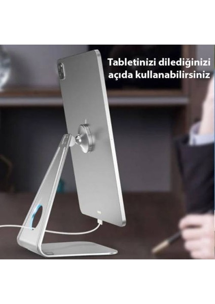 Polham Torpido Üstü ve Masa Üstü Metal Mıknatıslı Tablet ve Telefon Tutucu Stand, Açı Ayarlamalı