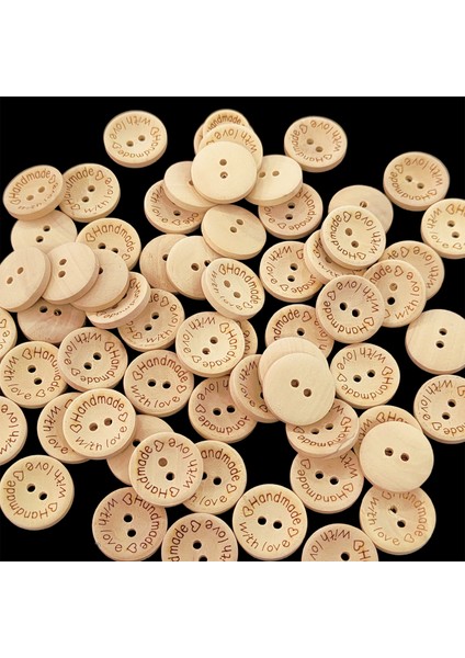 10 Adet Handmade Baskılı 15 mm Yuvarlak Ahşap Düğme - Amigurumi Bebe Düğme