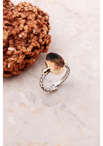 Renk Değiştiren Sultan Taşlı Elişi Gümüş Yüzük 3109