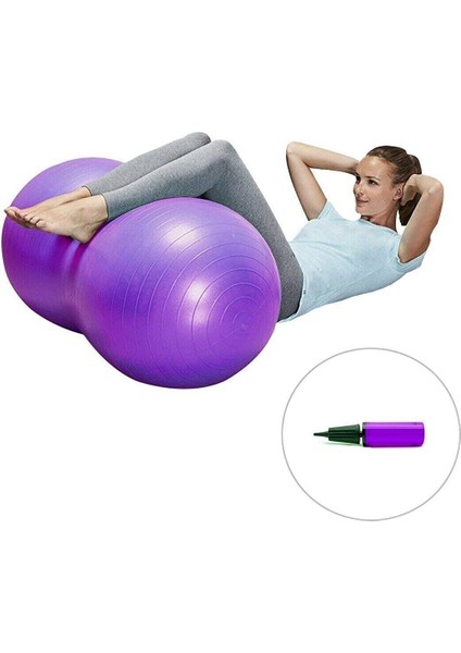 90 cm Mor Fıstık Şeklinde Pilates & Yogatopu + Dual Plus Pompa