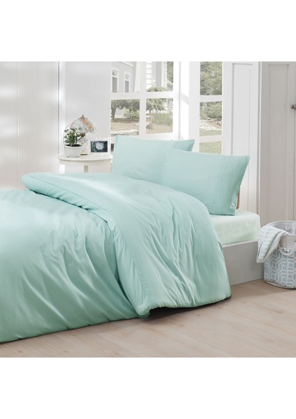Cotton Collection Ranforce Battal Ebat Nevresim Takımı Simple Mint