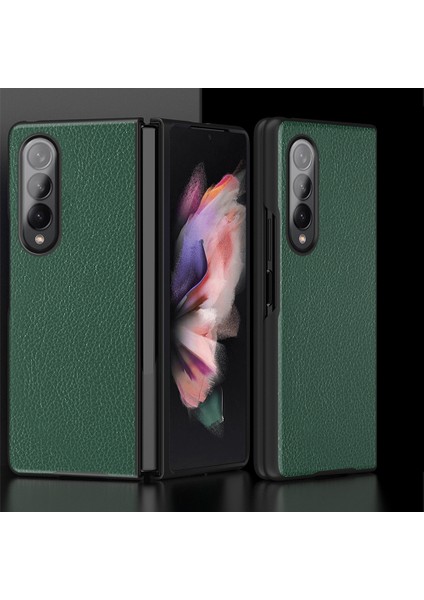 Samsung Galaxy Z Fold3 5g Litchi Desen Katlanabilir Kılıf Yeşil (Yurt Dışından) modelleri
