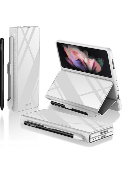 Samsung Galaxy Z Fold3 5g Gümüş Için Kalem Yuvası ile Cam Cam Kılıf (Yurt Dışından)