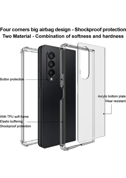 Imak Akrilik + Tpu Telefon Kılıfı Samsung Galaxy Z Foll3 5g Şeffaf (Yurt Dışından)
