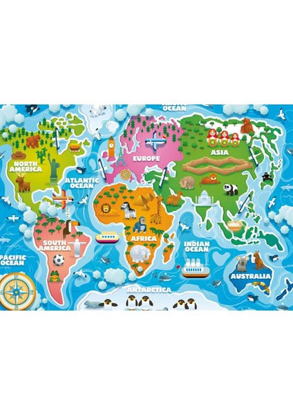 KS Games Colorful World Map 50 Parça Jumbo Boy Puzzle