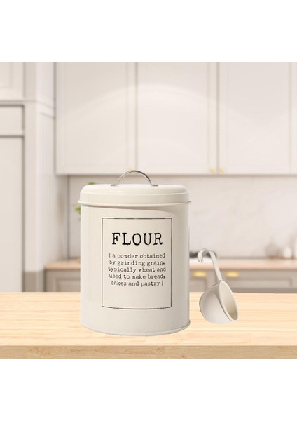 F Fityle 5 Litre Hava Geçirmez Metal Vintage Gıda Depolama Kutusu - Beyaz (Yurt Dışından) indirimleri