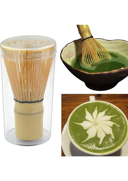 Matcha Çay Teli Set Bambu Çırpma Teli + Bambu Kaşık + Seramik Çırpma Tutucu Siyah (Yurt Dışından)