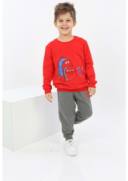 Toontoy Erkek Çocuk Çantalı Yazı Baskılı Eşofman Takım