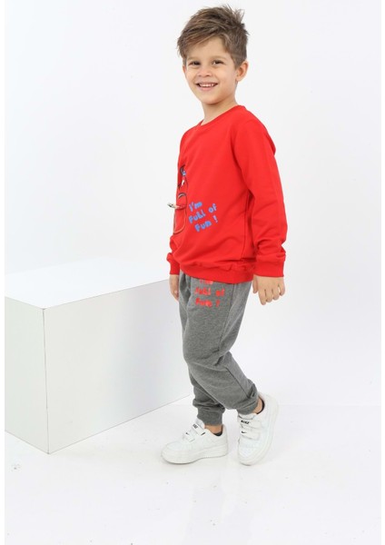Toontoy Erkek Çocuk Çantalı Yazı Baskılı Eşofman Takım modelleri
