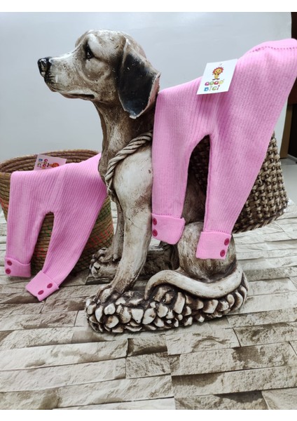 Kız Çocuk Düğme Detaylı Fitilli Triko Tayt Pembe Renk Esnek Lastik Özellikli fırsatları