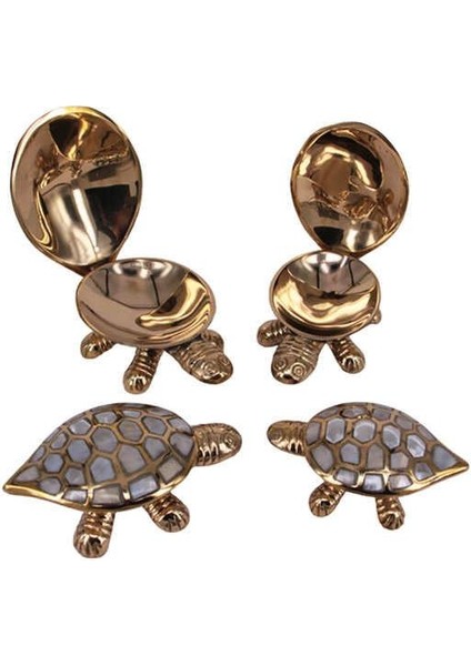 Kaplumbağa 4'lü Set Sedefli Pirinç Biblo Dekoratif modelleri