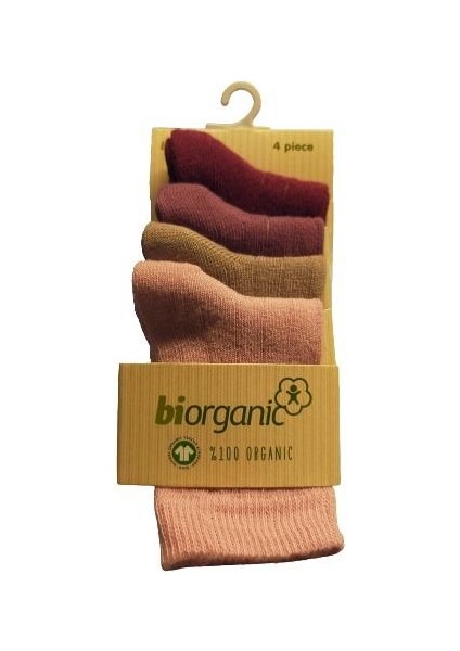 Bibaby Biorganic 4lü New Bası Çocuk Çorap 68387 Pembe