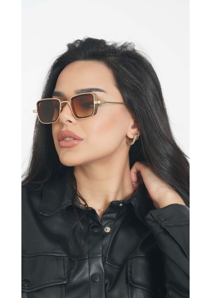 s Gold Dikdörtgen Unisex Güneş Gözlüğü