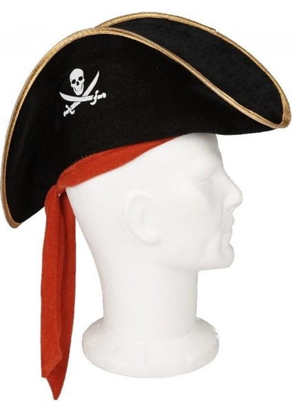 Çocuk Boy Kadife Jack Sparrow Denizci Korsan Şapkası 45X16 cm
