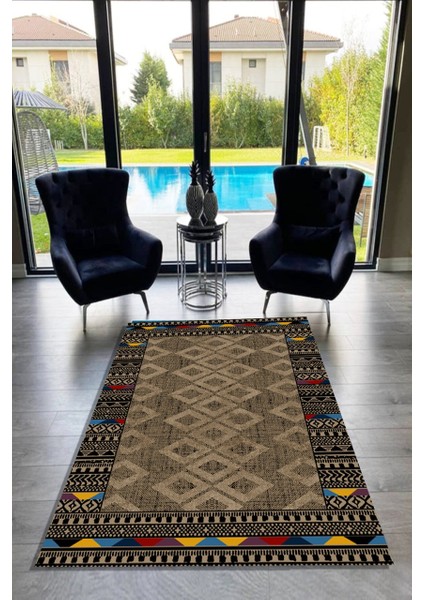 Kilim Desenli Kahverengi Halı