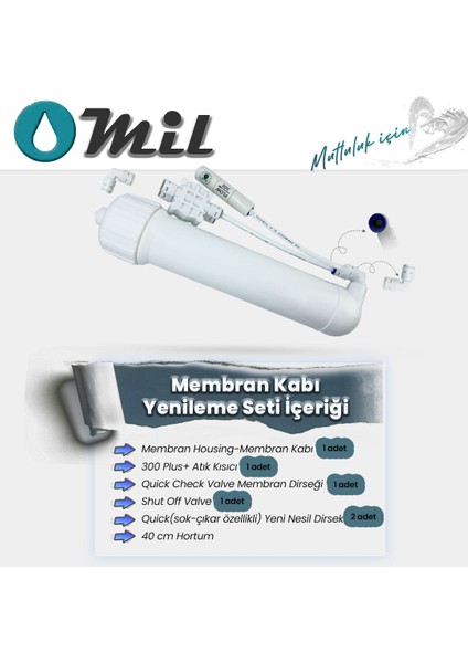 Membran Yenileme Kiti - Membran Kabı, Atık Kısıcı, Shut Off Hazır Set