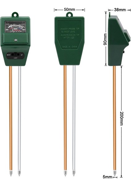 Toprak Nem Ph Metre Ölçer Işık Ölçer Hidroponik Analizörü Bahçe Dedektör Higrometre