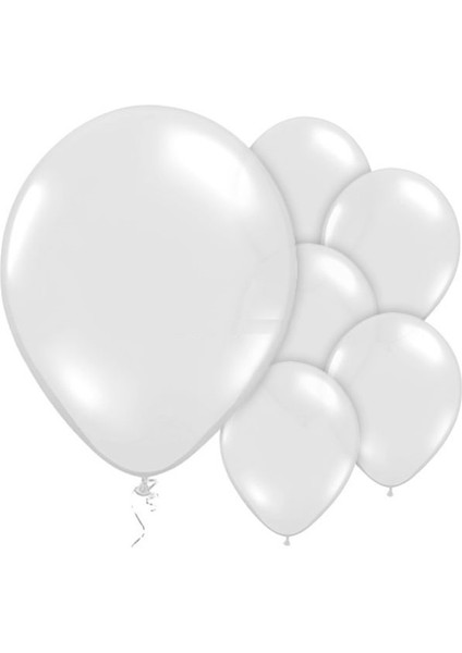 Metalik Beyaz Balon 12 Inch 30 Adet