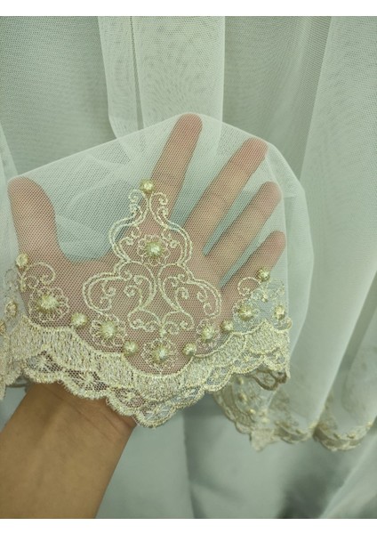 Yeni Sezon 2022 Model Grek Zemin Altın Sim İşlemeli Kırışmaz Tül Perde fiyatları