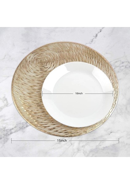 Placemats 6'lı Set Yuvarlak Masa Paspasları Vinil Oymalı Dekoratif Mutfak Kaymaz Yıkanabilir Yemek Masası Için 15 Inç Paspaslar (Yurt Dışından)
