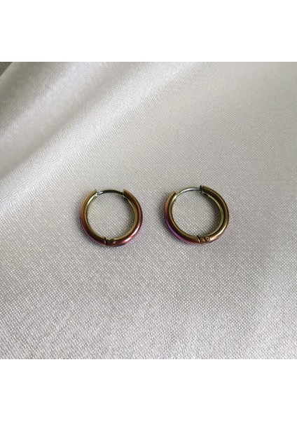 Paslanmaz Çelik Rainbow Küçük Halka Küpe - 10 mm