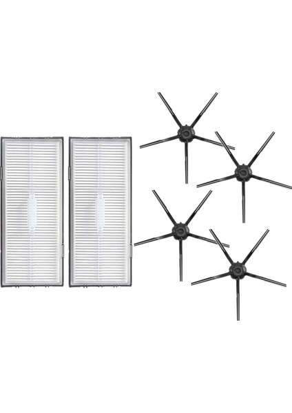 Roborock S7 Sonic Mopping Uyumlu 6 Parça Yedek Filtre Fırça Seti Siyah