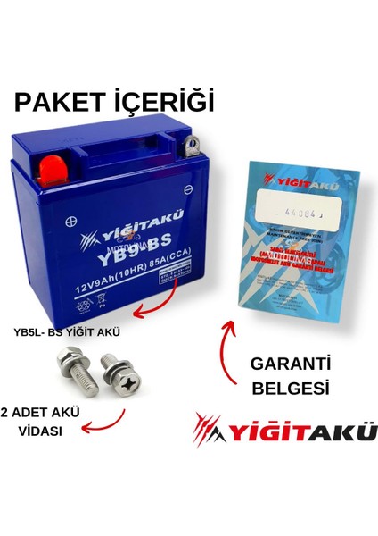 Yiğit Akü 12V 9 Ah Motorsiklet Aküsü Yb9-Bs 2021/04