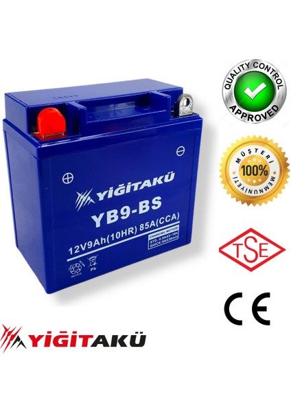 Yiğit Akü 12V 9 Ah Motorsiklet Aküsü Yb9-Bs 2021/04