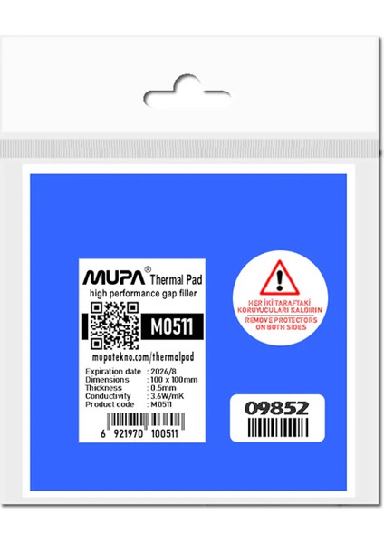 Termal Ped / Thermal Pad 0.5mm 3.6w/mk 100x100mm M0511