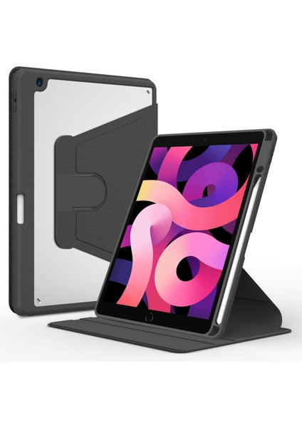 iPad 8. Nesil 2020 10.2 Uyumlu Kılıf 360° Dönebilen Kalem Bölmeli Standlı Akıllı Kapak Premium Siyah fiyatları