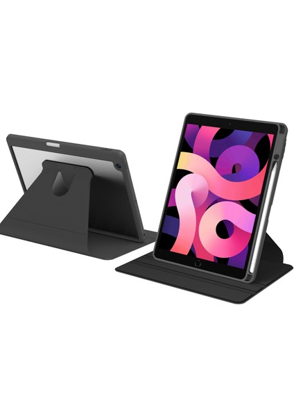 iPad 8. Nesil 2020 10.2 Uyumlu Kılıf 360° Dönebilen Kalem Bölmeli Standlı Akıllı Kapak Premium Siyah modelleri
