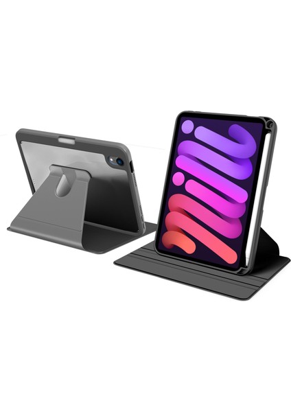 iPad Mini 6. Nesil 2021 Uyumlu Kılıf 360° Dönebilen Kalem Bölmeli Standlı Akıllı Kapak Premium Siyah fiyatları