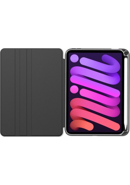 iPad Mini 6. Nesil 2021 Uyumlu Kılıf 360° Dönebilen Kalem Bölmeli Standlı Akıllı Kapak Premium Siyah fırsatları