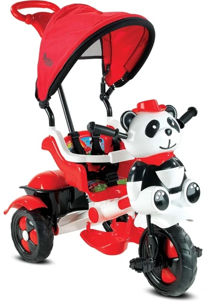 Babyhope 127 Lıttle Panda Üç Teker Tenteli Itmeli Bisiklet(Kırmızı Beyaz)