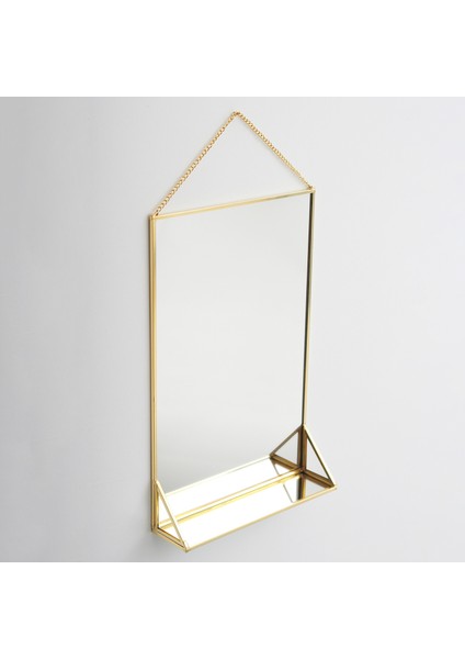 30x20x5cm Pirinç Gold Duvar Askılı Raflı Ayna fiyatları